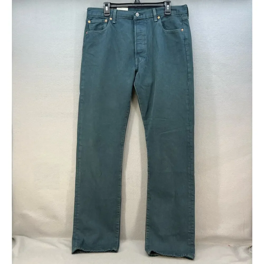 NWT Levi's 501 Big E Men's 36x36 Forest Green Button Fly Straight Minimalist